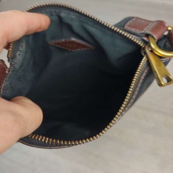 Vintage Fossil Voyager Black Pebbled Leather Crossbody Bag With Adjustable Strap - Picture 5 of 9